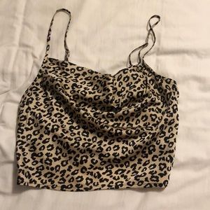 cheetah cowl neck crop